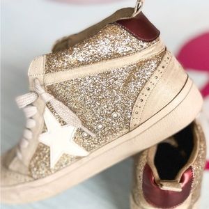 Shushop Gold Glitter White Star high top sneakers- size 9! BRAND NEW!